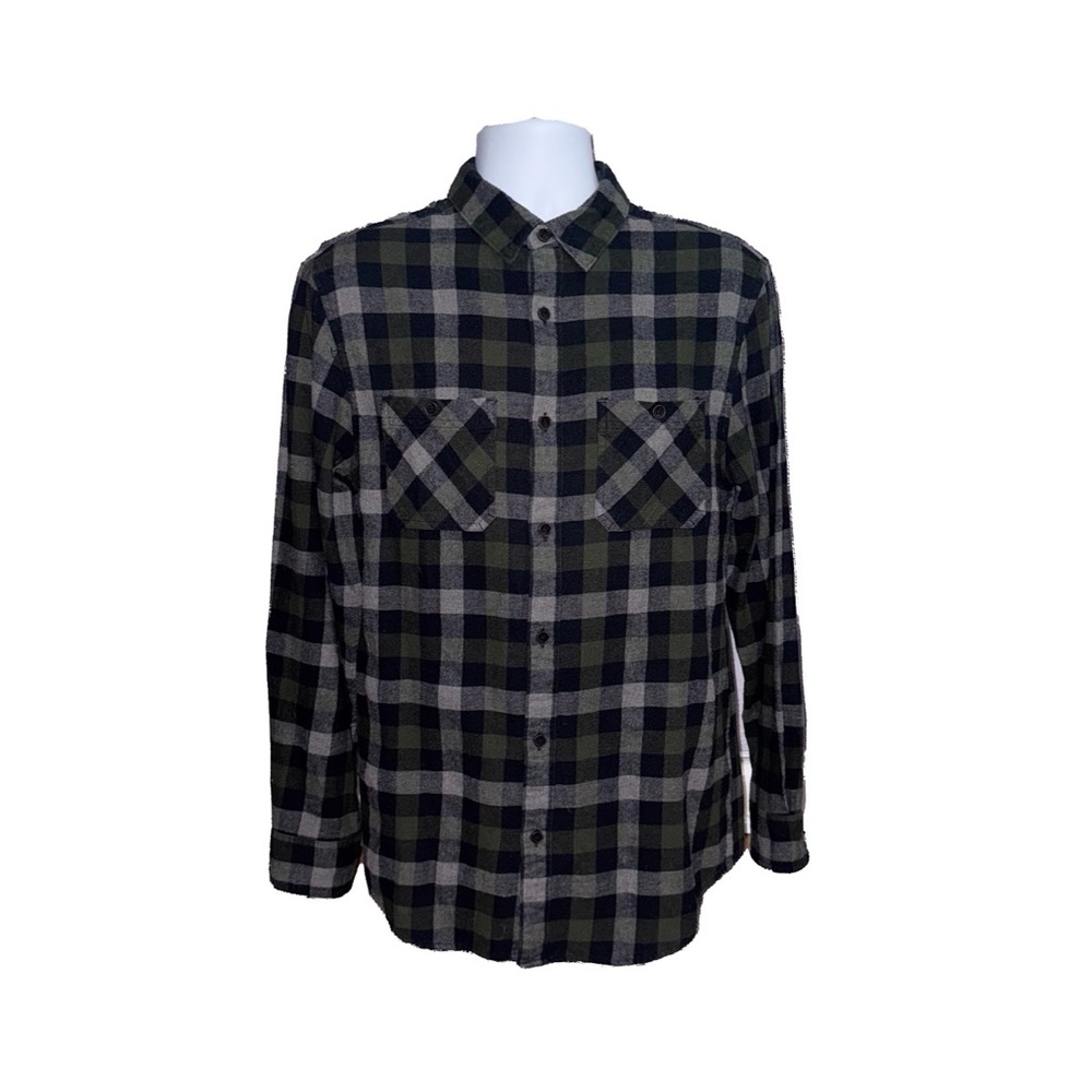Urban Pipeline Men's Black and Green Flannel Shirt